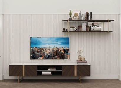 Moderne Wohnwand Wohnzimmer Regal Schrank Wohnwände TV-Ständern Braun